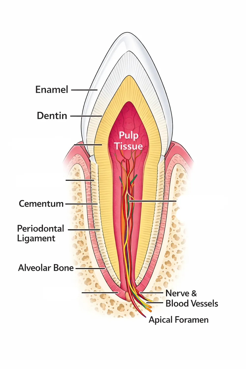 Cross-section of a tooth (AI illustration)